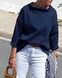 Damen Bluse mit Stehkragen und 3/4-Ärmeln – Mireille