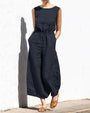 Ärmelloser Damen-Jumpsuit mit weitem Bein – Aurelia