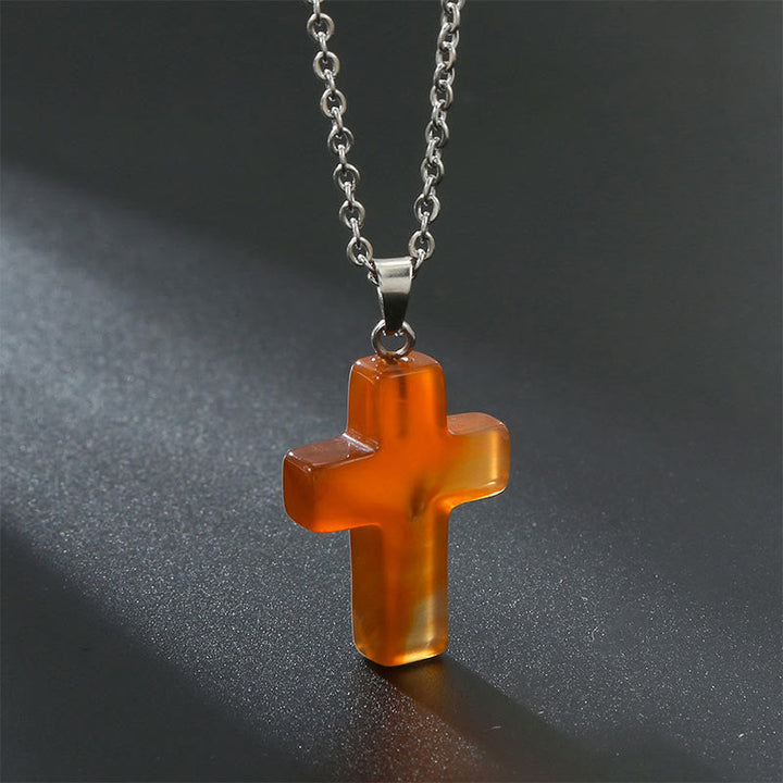 Halskette mit Kreuz aus Natürlichen Edelsteinen - Seraphina