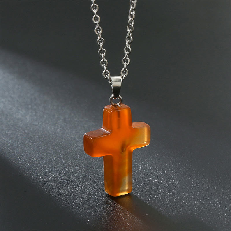 Halskette mit Kreuz aus Natürlichen Edelsteinen - Seraphina