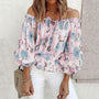 Geblümte Damen-Chiffonbluse mit Rüschenärmeln – Elvira