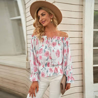 Floral women's chiffon blouse with ruffled sleeves – Elvira