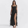 Trendiges Maxikleid mit Rüschen und Chiffon für den Sommer – Amira