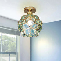 Künstlerische Glas-Deckenlampe mit Blumenmotiv - FlowerHall