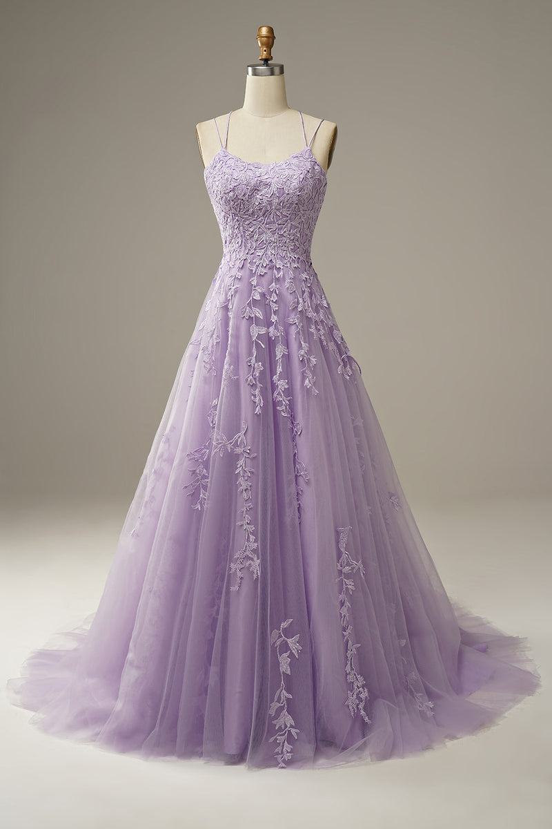 Fashionable Tulle Evening Dress with Appliqués - Victoria
