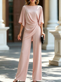Draped Blouse & Wide-Leg Pant Two-Piece Set 8