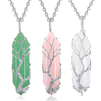 Stijlvolle Kristal met Levensboom Edelsteen Halsketting - Elara