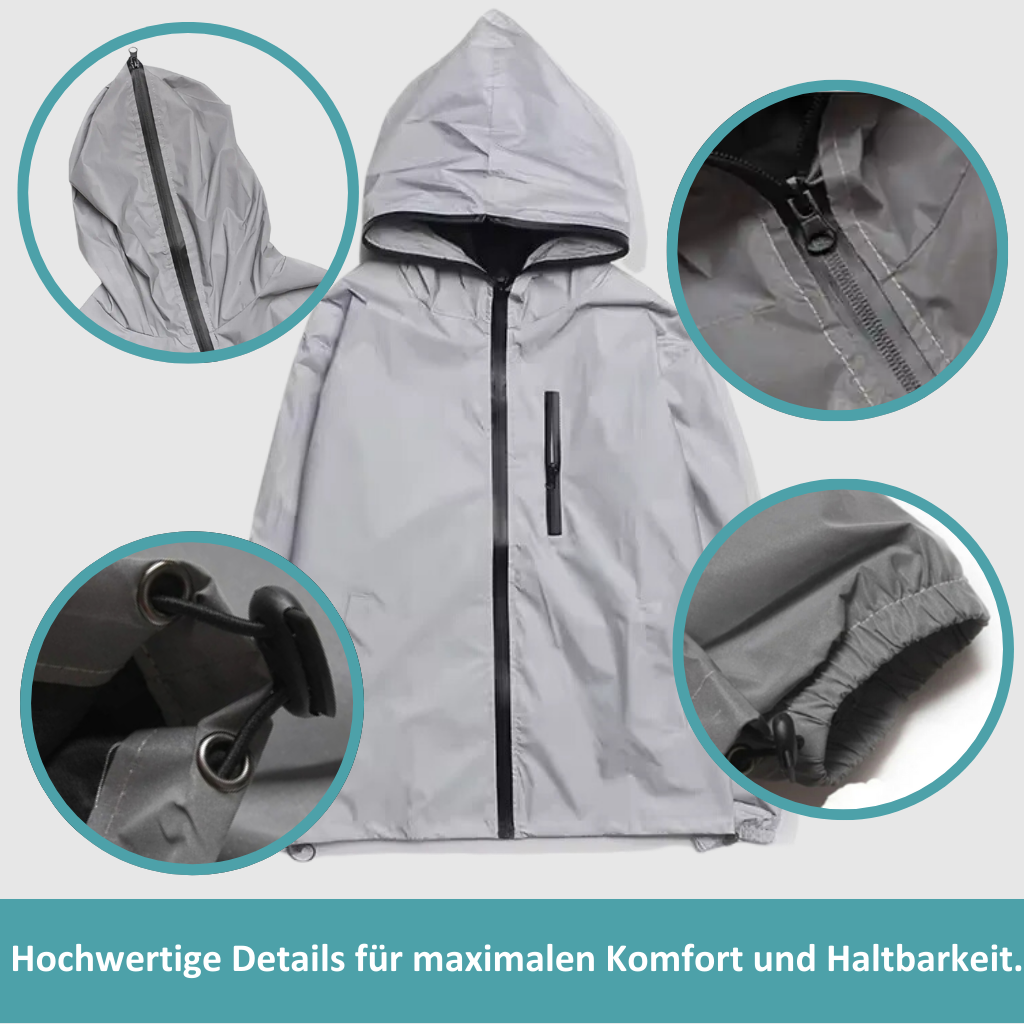 Hochreflektierende und wasserdichte Unisex-Regenjacke - LumiSafe