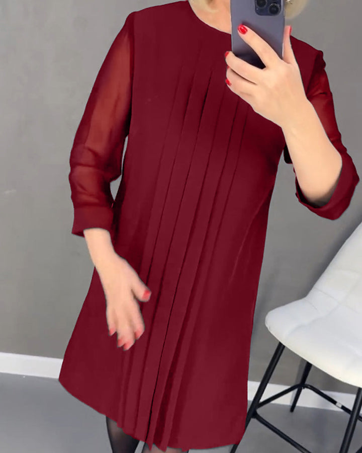 Trendy Shift Dress with Mesh Details - Gabrielle