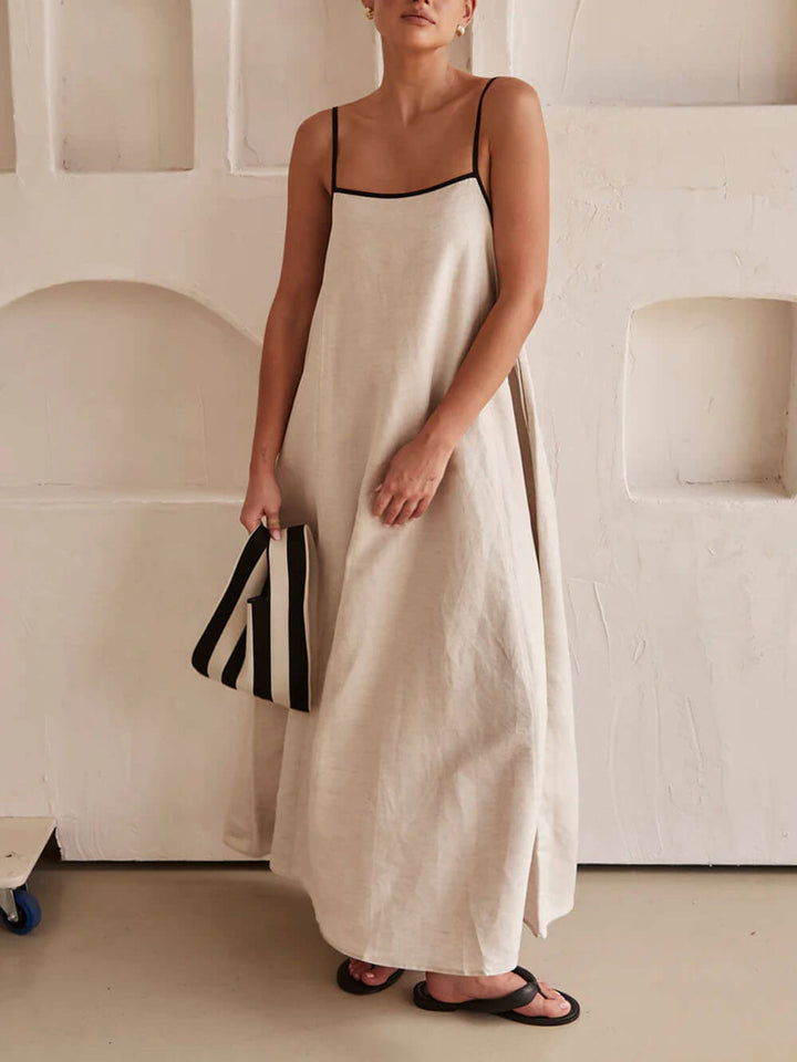 Trendy A-Lijn Feestjurk met Bandjes en Contrastdesign - Zoey