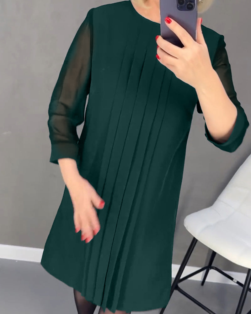 Trendy Shift Dress with Mesh Details - Gabrielle