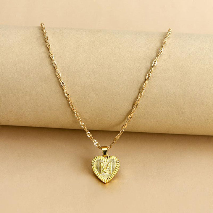 Goldene Initial Herz Anhänger Kette - Amara