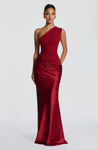 Sidonie One-Shoulder Draped Satin Maxi Dress 24