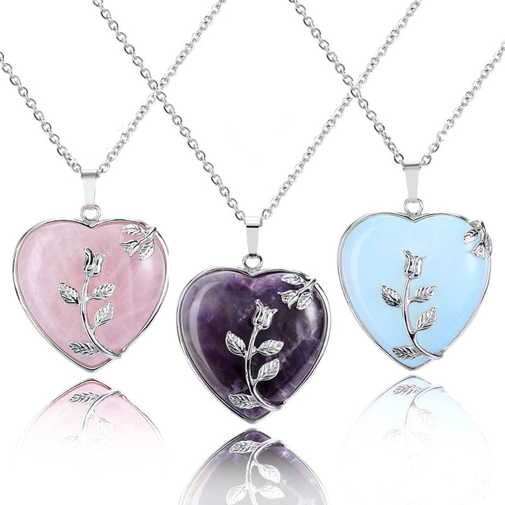 Stylish Heart-Shaped Rose Quartz Necklace - Amara
