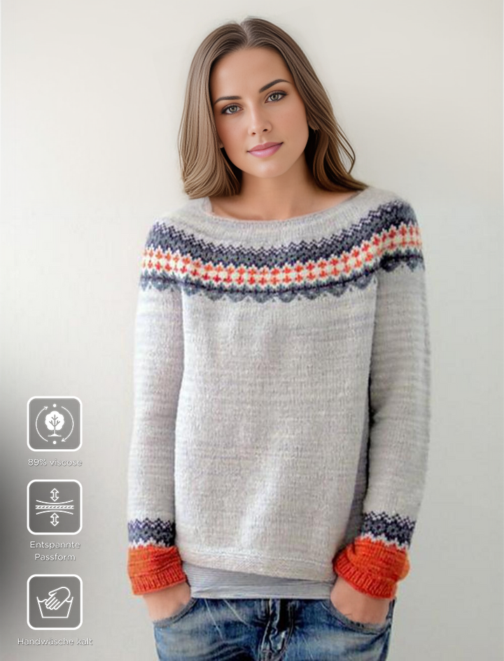 Skandinavischer trendiger Pullover mit lebendigem Muster - NordicChic
