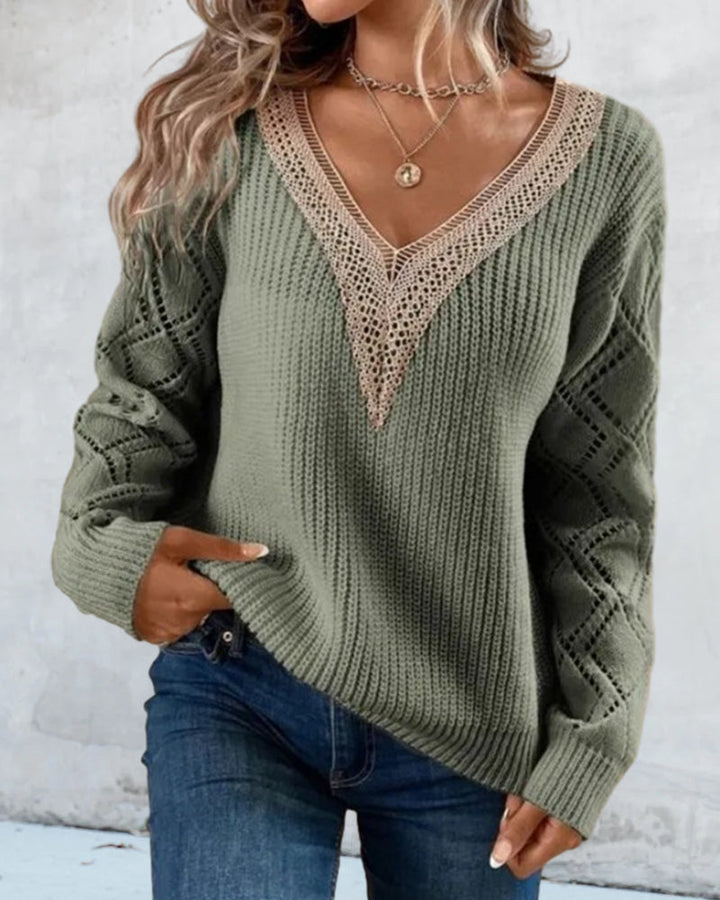 Stilvoller V-Ausschnitt-Pullover - Selena