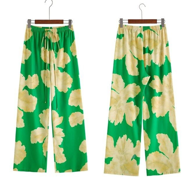 Wijd gesneden zomerbroek van chiffon – Liana