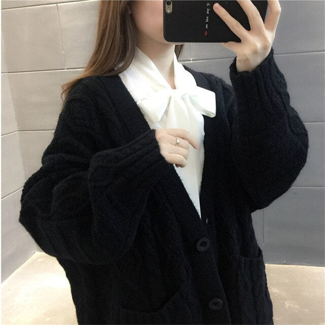 Alina knitted cardigan | Long, thick and warm