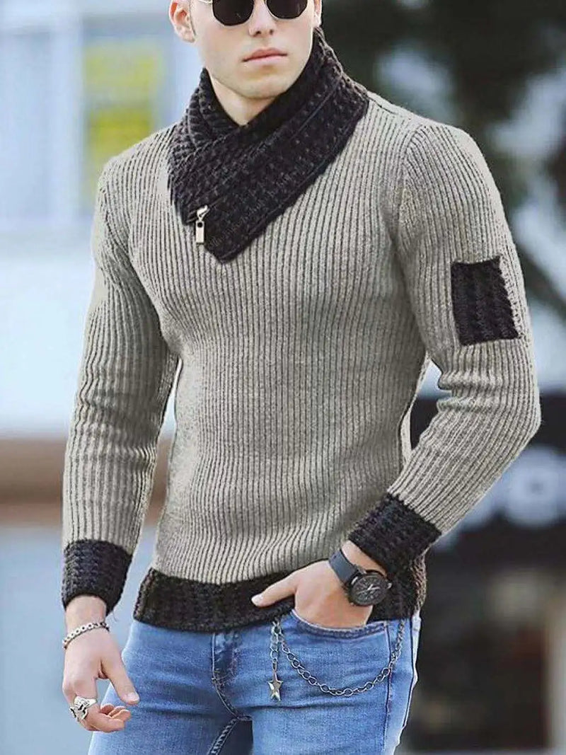 Lässiger Pullover | Vintage Wollpullover mit hohem Kragen