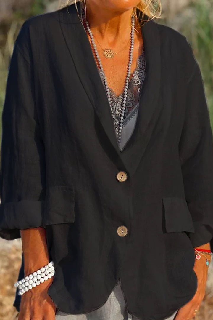 Lichte linnen blazer dames met knopen - Clara