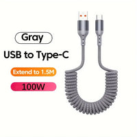 100W USB-C Spring Charging Cable with High-Speed Data Transfer – Buy 1, Get 1 FREE-B USB TO C-State of Style
