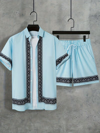 Zweiteiliges Boho-Sommer-Set Herren Hemd und Shorts Casual - Malik