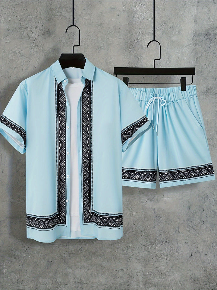 Zweiteiliges Boho-Sommer-Set Herren Hemd und Shorts Casual - Malik
