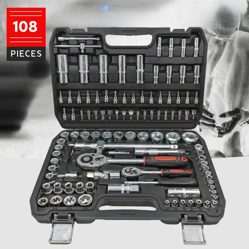 108-piece Chrome Vanadium Socket Set – TorqueMaster