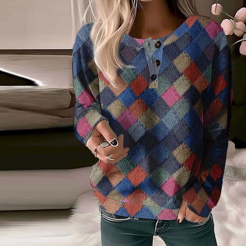 Vintage Kariertes Damen-Sweatshirt - Haruka