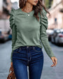 Bluse mit langen Puffärmeln und Rundhalsausschnitt - Eva