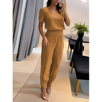 Trendiger Damen-Jumpsuit mit kurzen Ärmeln und weitem Bein - Alina