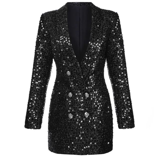 Pailletten Blazer Jumpsuit mit Doppelter Knopfreihe - Stella