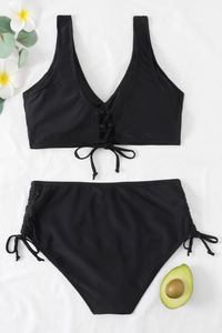 Bunter Bikini mit Kordelzug und Twistdetail – Zaraï
