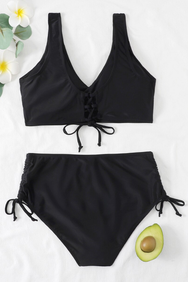 Bunter Bikini mit Kordelzug und Twistdetail – Zaraï