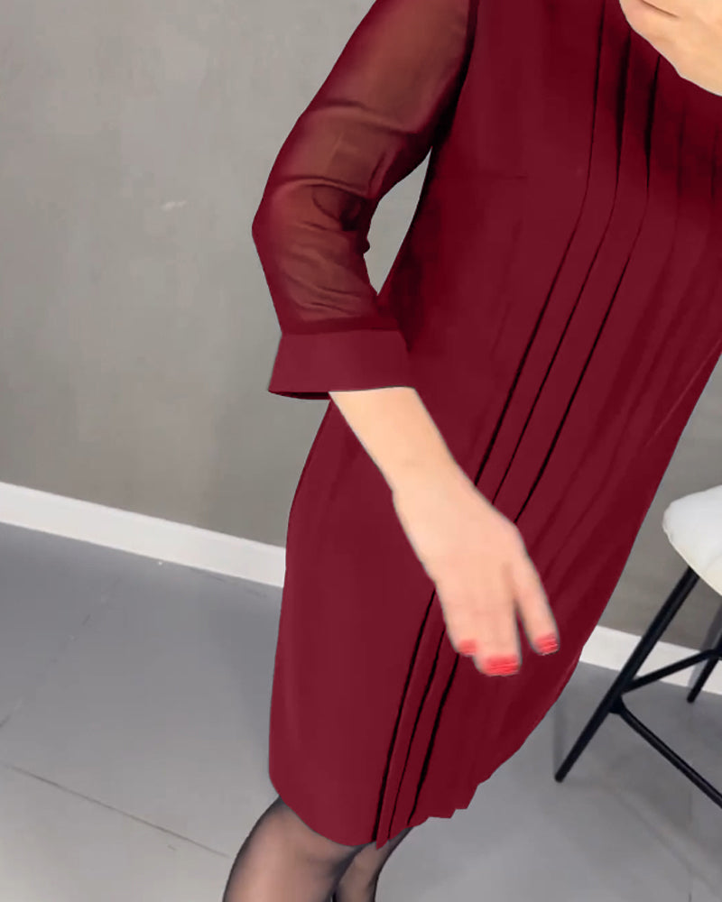 Trendy Shift Dress with Mesh Details - Gabrielle