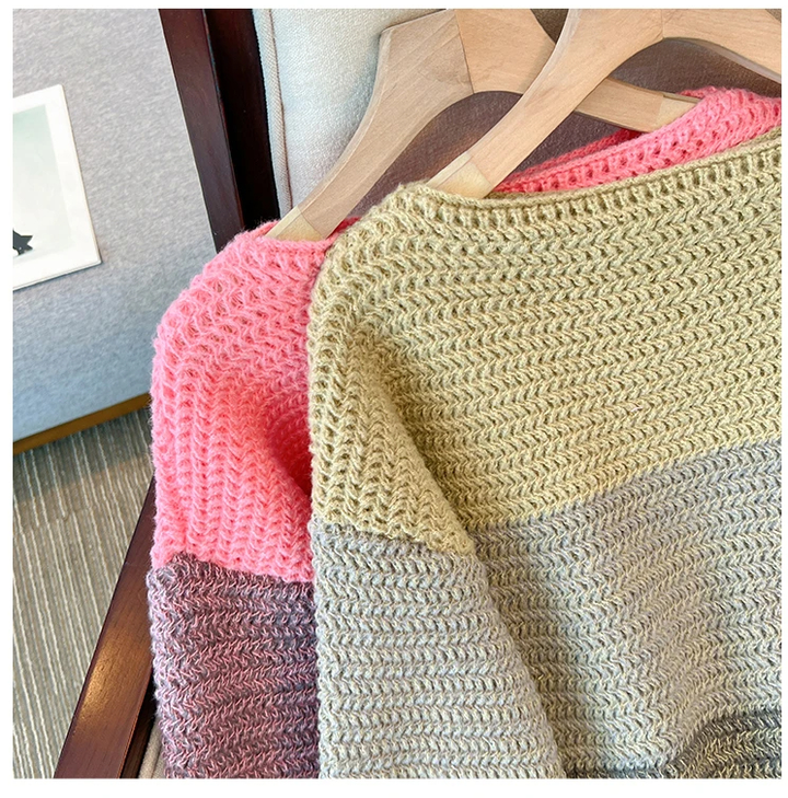 Oversized Damenpullover mit Patchwork-Design – Melina