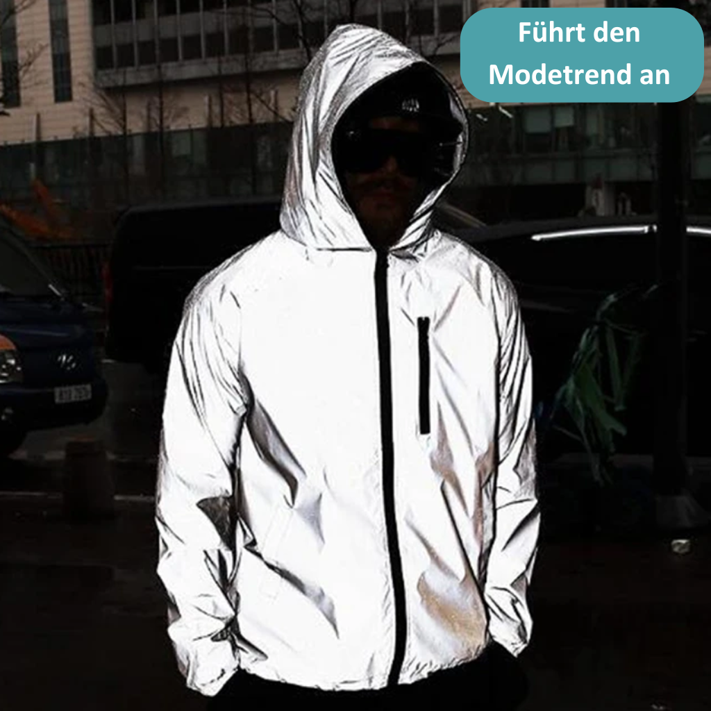 Hochreflektierende und wasserdichte Unisex-Regenjacke - LumiSafe