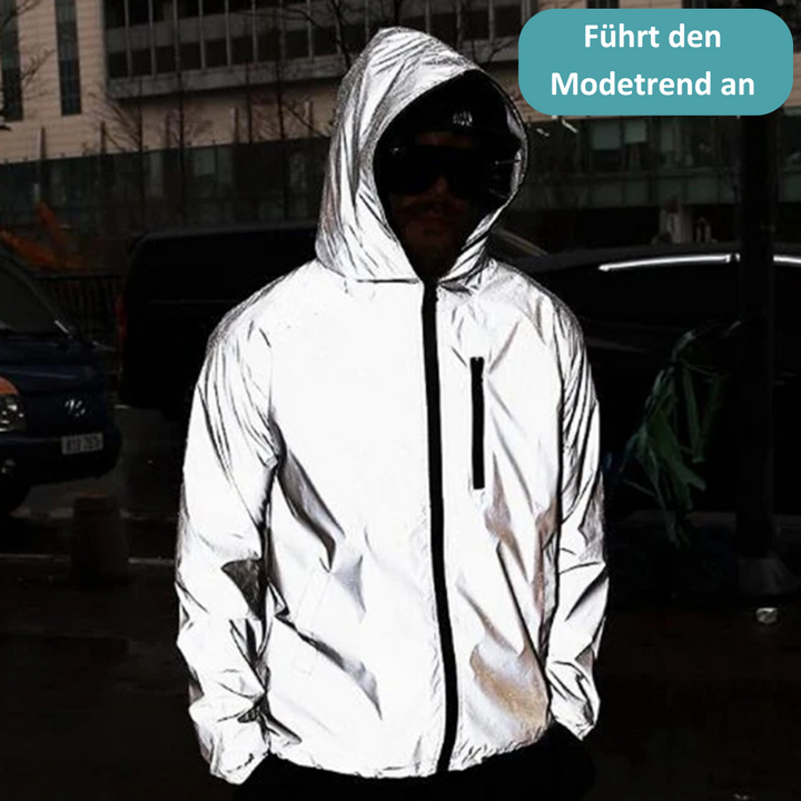 Hochreflektierende und wasserdichte Unisex-Regenjacke - LumiSafe