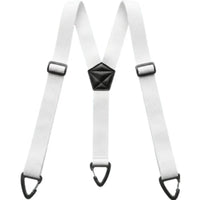 Witte bretels met Y-model en drie zwarte clips op een witte achtergrond 4