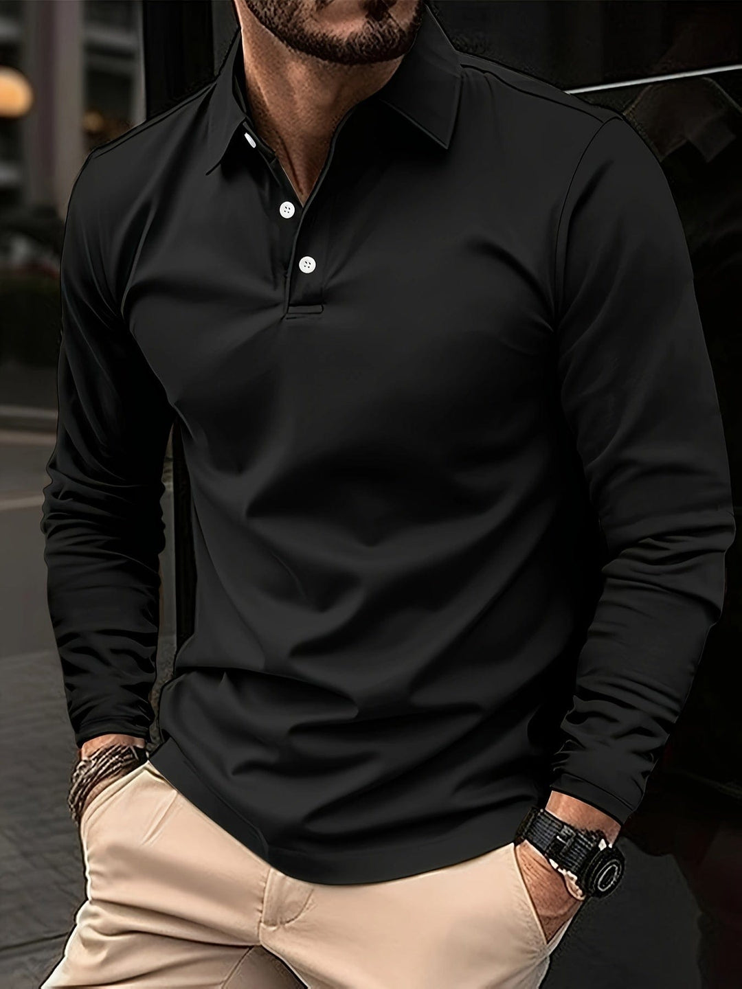 Herren-Poloshirt mit langen Ärmeln – Matthias