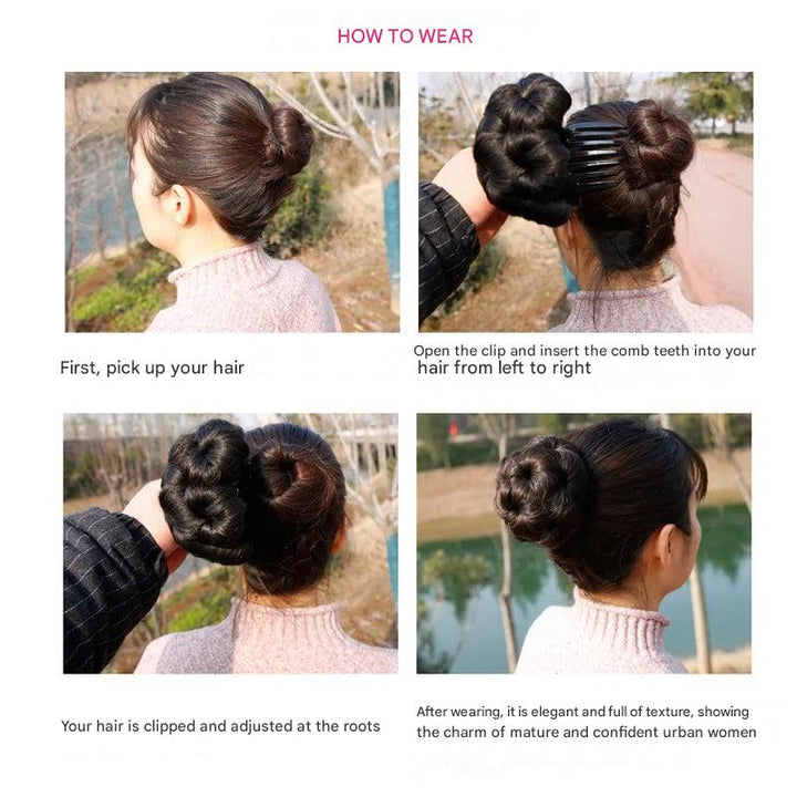 Blumenförmige Haarklammer mit Hairextension – Fiora
