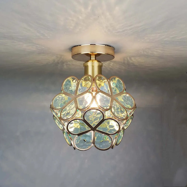 Künstlerische Glas-Deckenlampe mit Blumenmotiv - FlowerHall