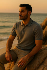 Stylish men's polo made of cashmere-merino wool – Renzo