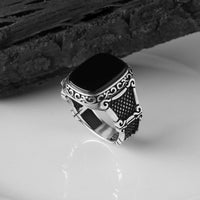 Schwarzer Onyx Silberring für Männer - Max