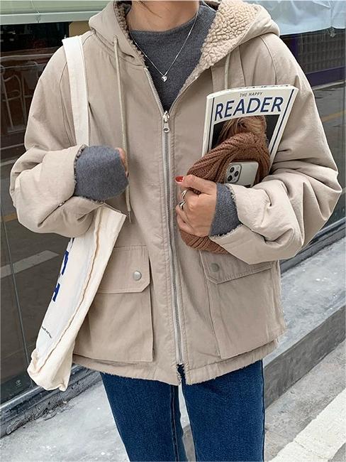 Warmer Oversize Damenmantel mit Kapuze - Freya Fleece Parka