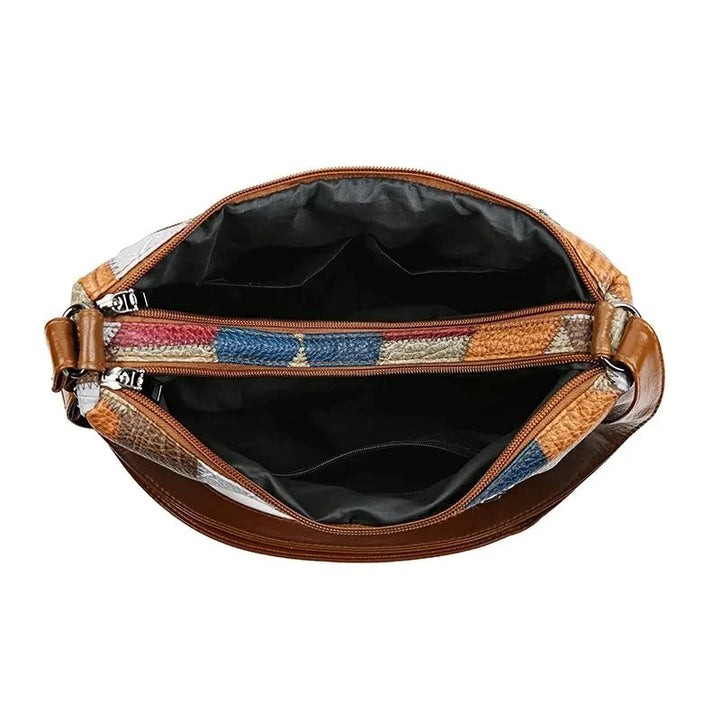 Patchwork Everyday Bag with Faux Leather Inserts 13