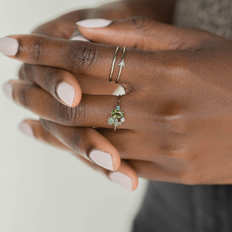 Natürlicher Peridot mit Zirkonring - Selene