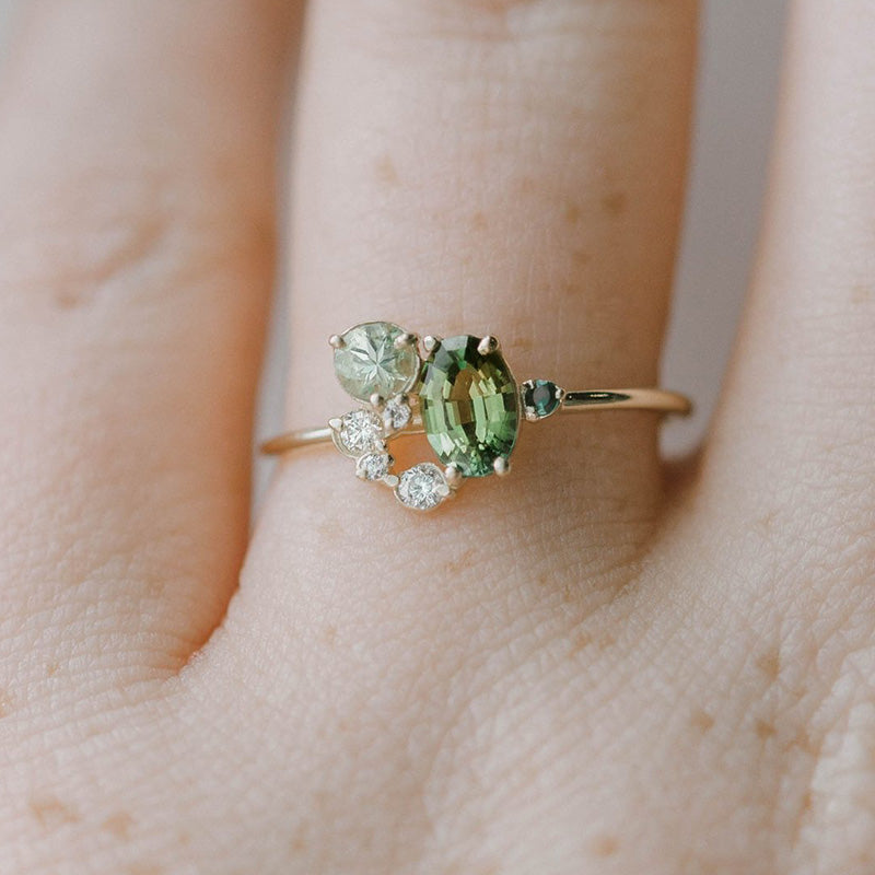 Natürlicher Peridot mit Zirkonring - Selene