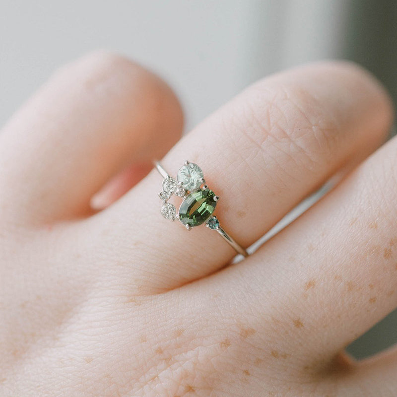 Natürlicher Peridot mit Zirkonring - Selene