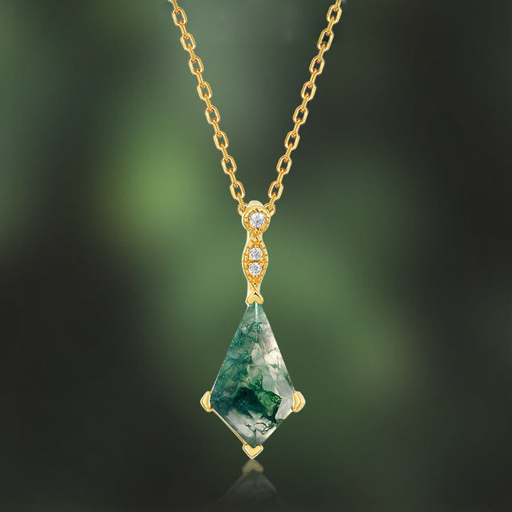 Moosachat und Weißer Zirkon Schmuckset - Lana